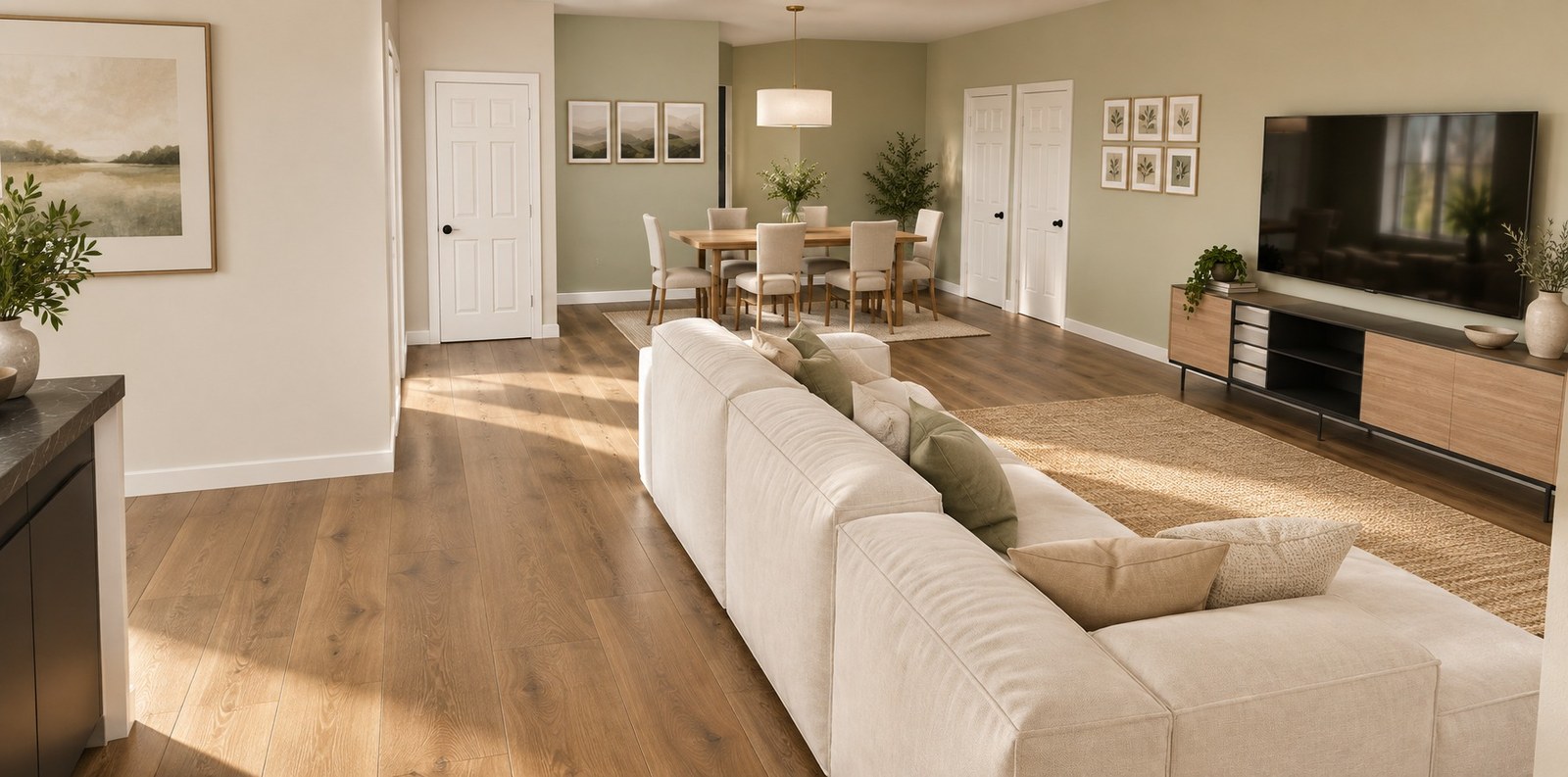 Living room with natural finishes