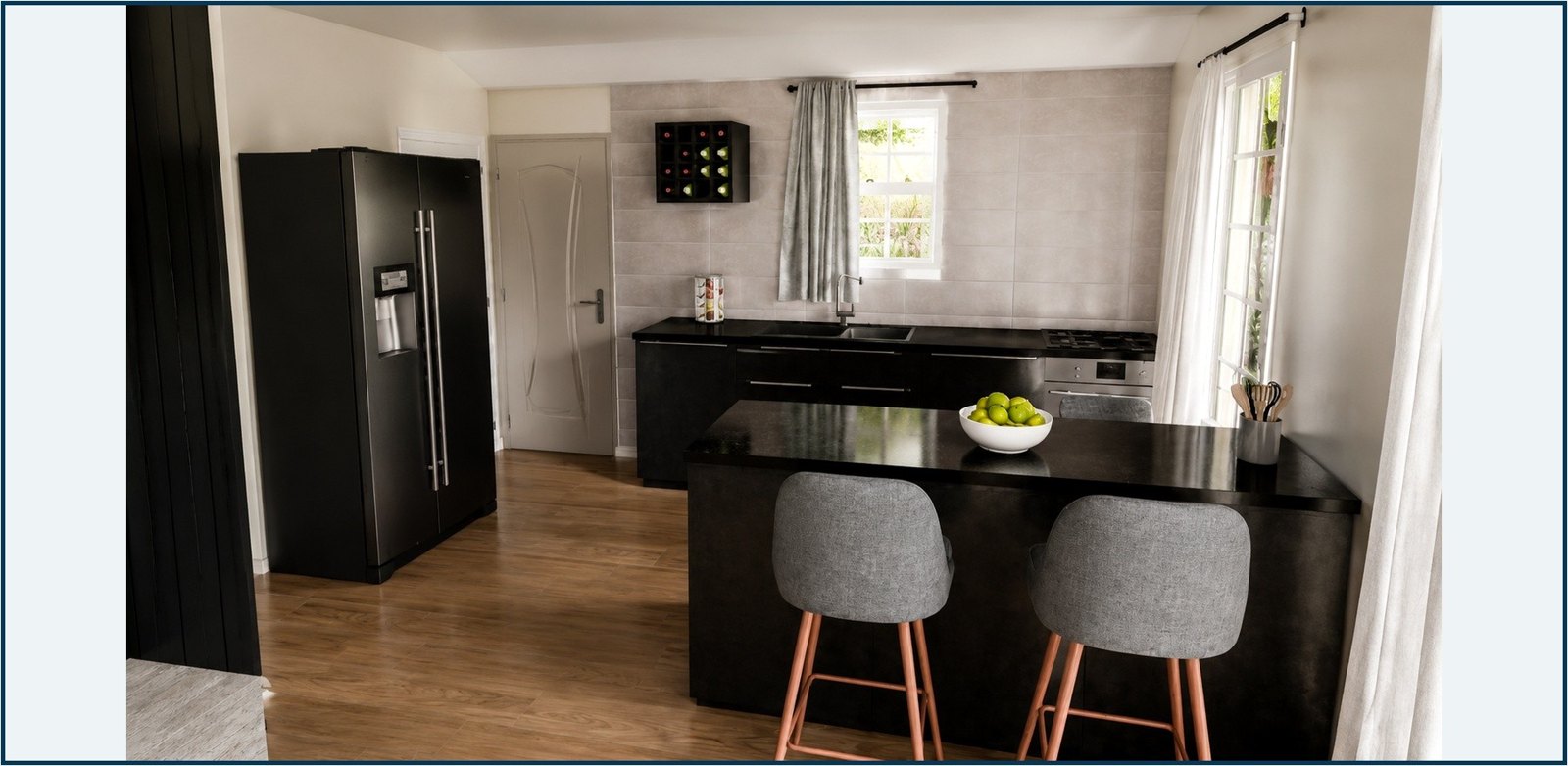 Kitchen and breakfast counter