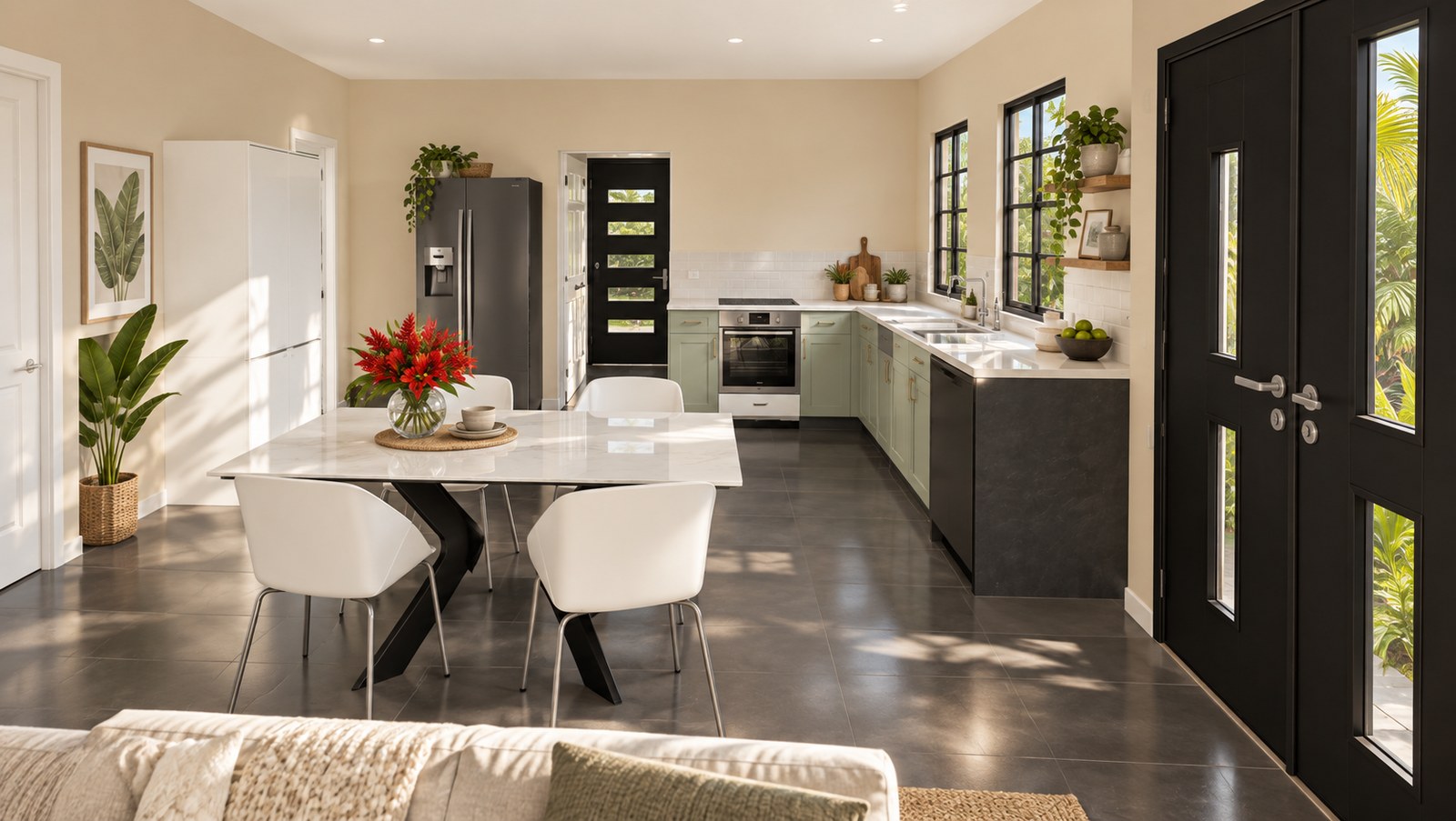 Dining and kitchen